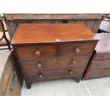 A SMALL VICTORIAN CHEST OF TWO SHORT AND TWO LONG DRAWERS, 36" WIDE