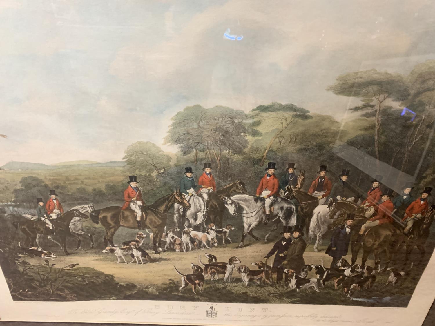 A FRAMED COLOURED ETCHING OF THE BURY HUNT - Bild 4 aus 8