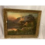 A FRANK HILDER (BRITISH 1861-1933) OIL ON CANVAS OF A MOUNTAINOUS SCENE SIGNED 35CM X 44CM (SOME