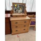 A VICTORIAN SATINWOOD DRESSING CHEST 36" WIDE