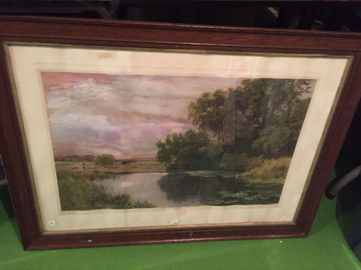A LARGE FRAMED PRINT OF THE MEADOW POOL