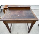 A LATE VICTORIAN MAHOGANY WRITING SIDE-TABLE WITH INSET LEATHER TOP 30" WIDE