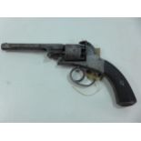 A 19TH CENTURY WEBLEY BENTLEY FIVE SHOT DOUBLE ACTION PERCUSION CAP SPURLESS REVOLVER, 13CM