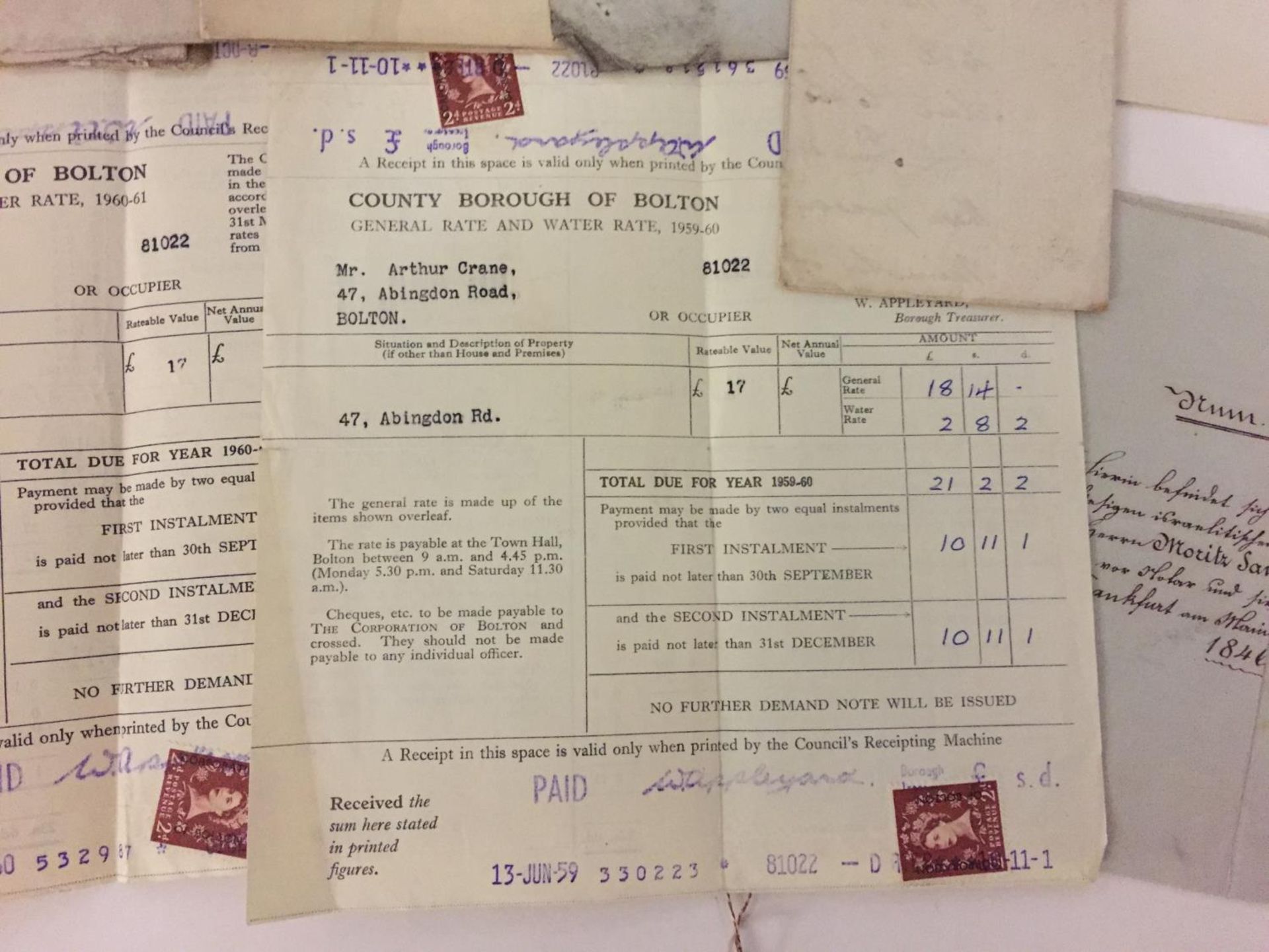 VARIOUS EPHEMERA TO INCLUDE 19TH/20TH CENTURY LEGAL DOCUMNETS - CONTRACTS, WILLS, ACCOUNTS, POLICIES - Image 10 of 12