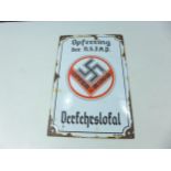 A GERMAN ENAMEL SIGN, 30CM X 20CM