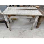 A VICTORIAN PINE KITCHEN TABLE 42"X24"