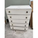 A PAINTED CHEST OF FIVE DRAWERS 29.5" WIDE