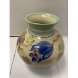 A GRAY'S POTTERY HAND PAINTED FLORAL DECORATED VASE