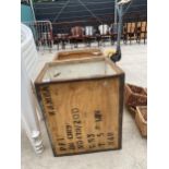 TWO VINTAGE WOODEN TEA CHESTS WITH METAL BANDING