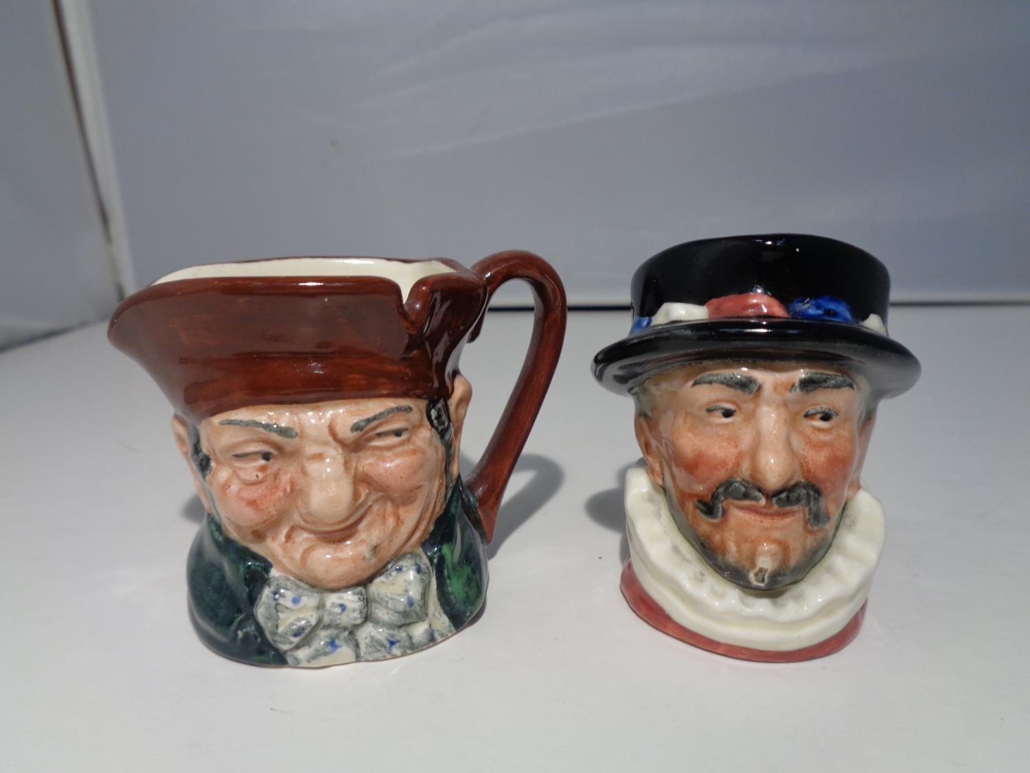 TWO MINIATURE ROYAL DOULTON TOBY JUGS 'BEEFEATER' AND 'OLD CHARLEY'