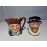TWO MINIATURE ROYAL DOULTON TOBY JUGS 'BEEFEATER' AND 'OLD CHARLEY'