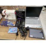 AN ASSORTMENT OF ITEMS TO INCLUDE AN INTEL TABLET, A COMPAQ LAPTOP AND A SECURITY CAMERA ETC