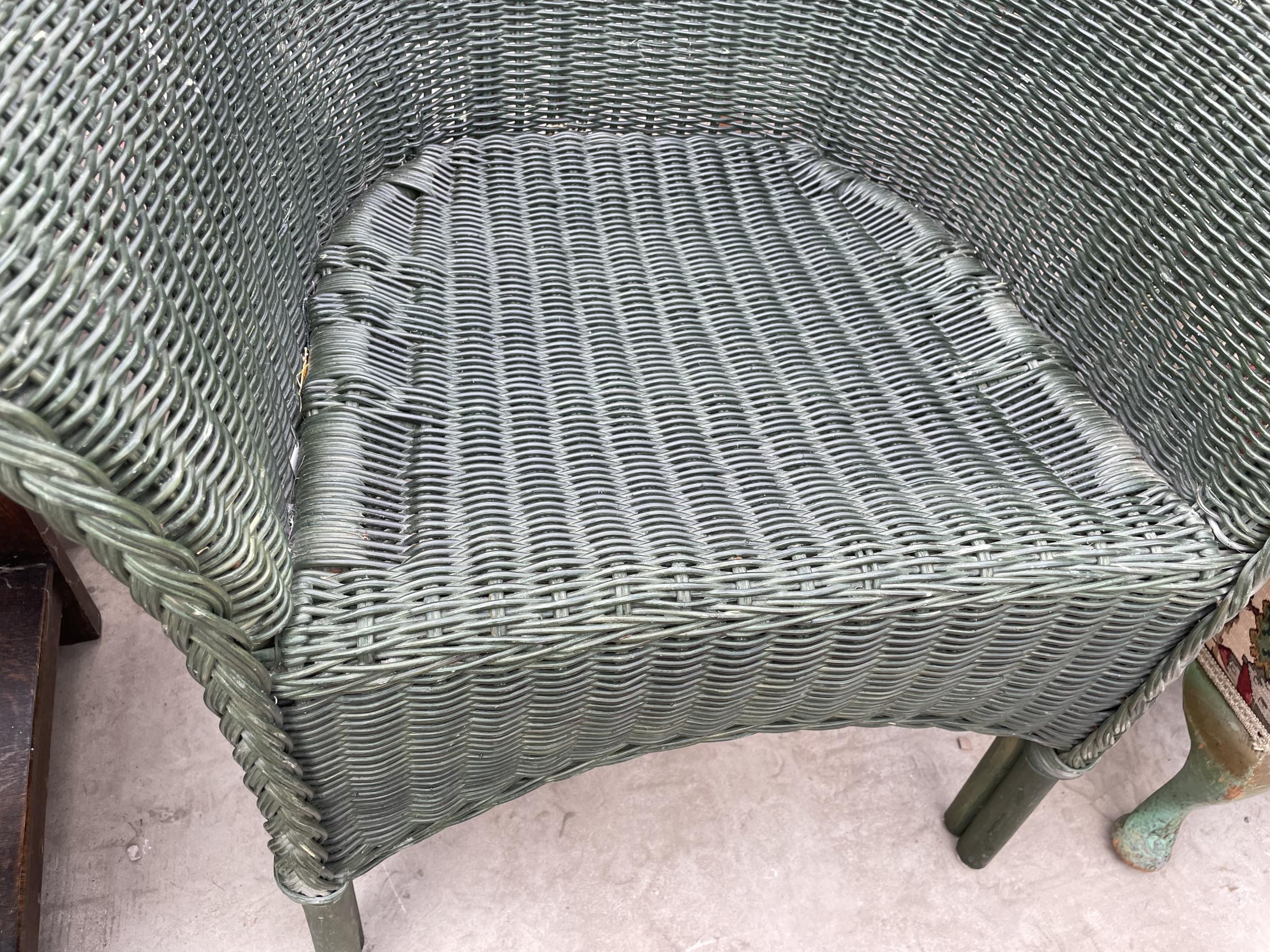 A WICKER CONSERVATORY CHAIR AND LLOYD LOOM BEDROOM CHAIR - Image 3 of 6