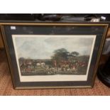 A FRAMED ETCHING OF SIR RICHARD HUTTON AND THE QUORN HOUNDS