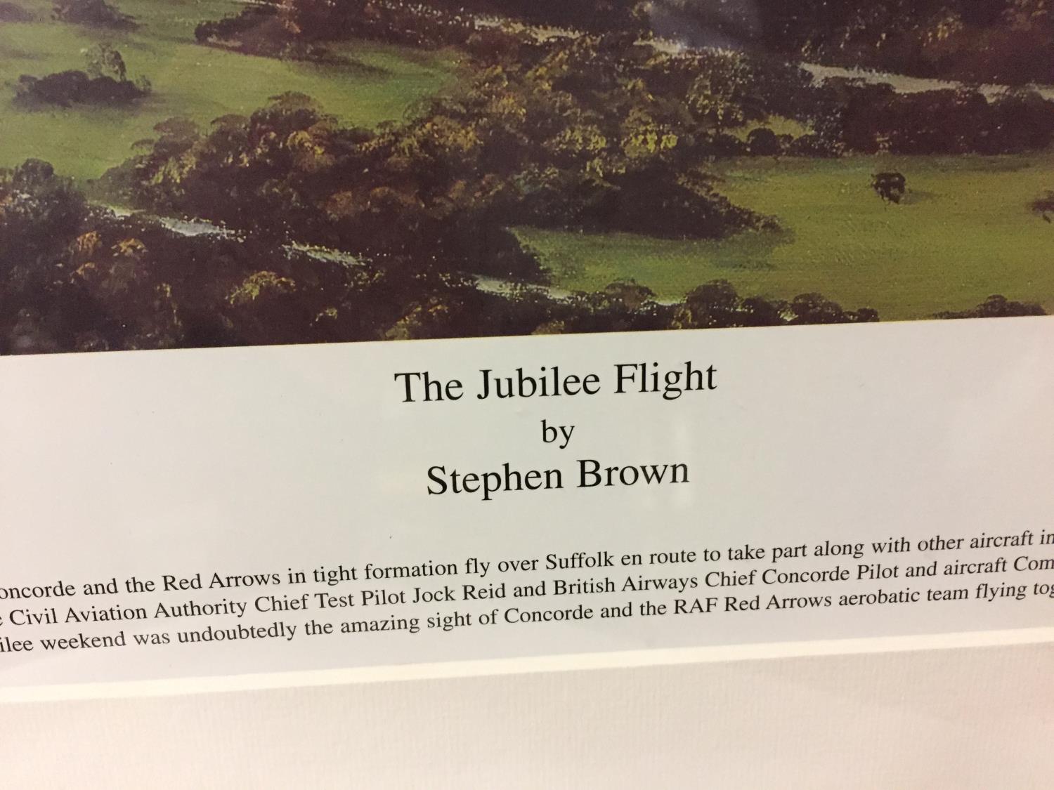 A FRAMED SIGNED LIMITED EDITION 200/400 COLONIAL PRINT OF THE JUBILEE FLIGHT BY STEPHEN BROWN 39CM X - Bild 4 aus 7