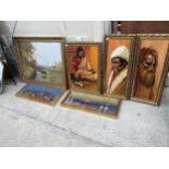 AN ASSORTMENT OF GILT FRAMED PRINTS ON BOARD