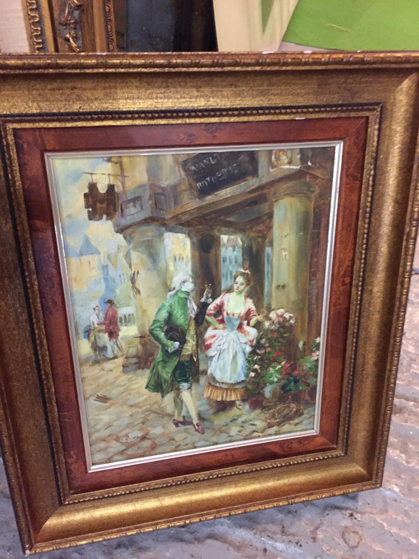 THREE GILT FRAMED PAINTINGS OF LANDSCAPE AND TOWN SCENES - Image 3 of 10