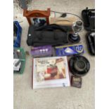 AN ASSORTMENT OF ITEMS TO INCLUDE BOWLS, A RADIO AND PUB ITEMS ETC