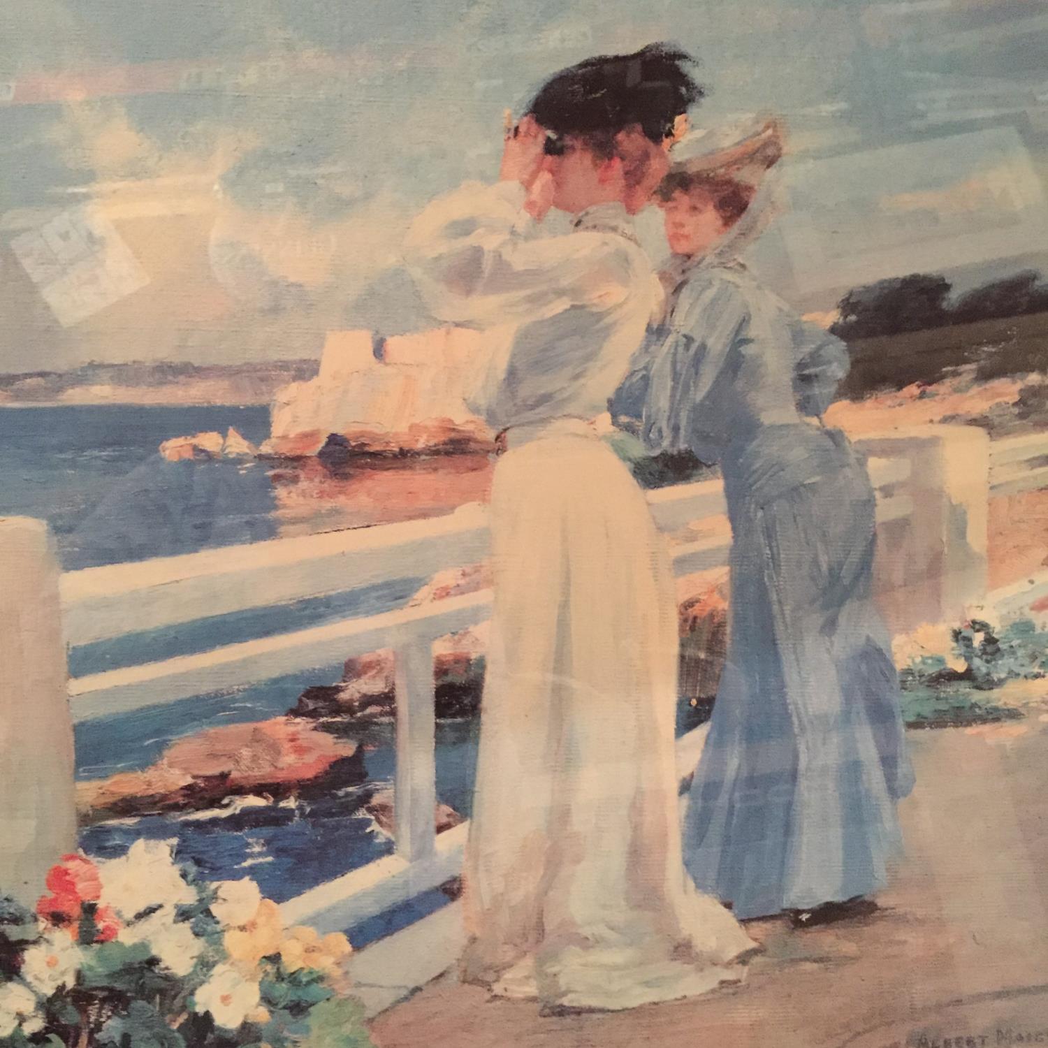 A LARGE FRAMED ALBERT MAIGNAN PRINT OF TWO LADIES TAKING IN THE SEA - Bild 3 aus 4