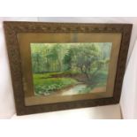 A FRAMED PRINT OF TREES IN A WOODLAND SETTING SIGNED J D BERWICK 1901