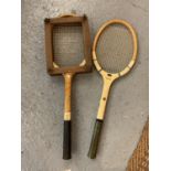 TWO VINTAGE TENNIS RACKETS ONE WITH A CASE