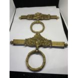 TWO BRASS HANGING WALL BRACKETS