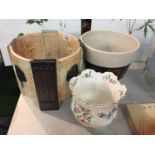THREE DECORATIVE PLANTERS TO INCLUDE AN AYNSLEY PEMBROKE DESIGN