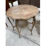 A MAHOGANY OCCASIONAL TABLE WITH LOWER SHELF