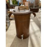 A VINTAGE COPPER WATER URN WITH TAP