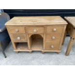 A VICTORIAN PINE KITCHEN SIDEBOARD, LACKING ONE DRAWER 41" WIDE