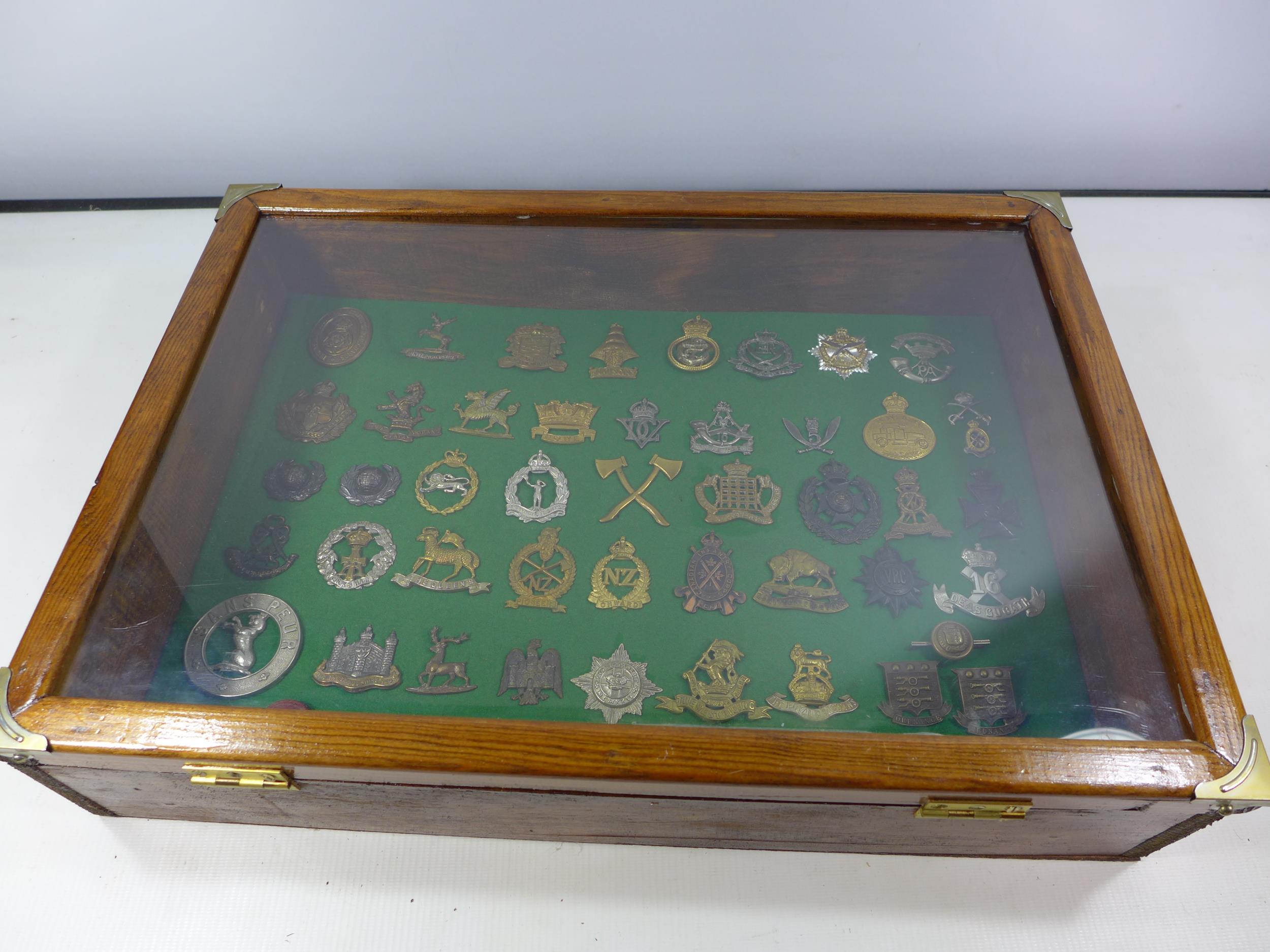A GLAZED DISPLAY CASE CONTAINING FORTY SIX BRITISH ARMY CAP BADGES, 33CM X 48CM - Image 4 of 4