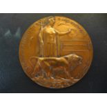 A WORLD WAR I DEATH PLAQUE FOR REGINALD LONG, A LANCE SERGEANT REGINALD LONG SERVICE NO.8800 OF