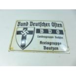 A GERMAN ENAMEL SIGN, 20CM X 30CM