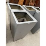 TWO LARGE GREY PLASTIC PLANTERS