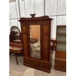 A LATE VICTORIAN MAHOGANY MIRROR-DOOR WARDROBE W:48"