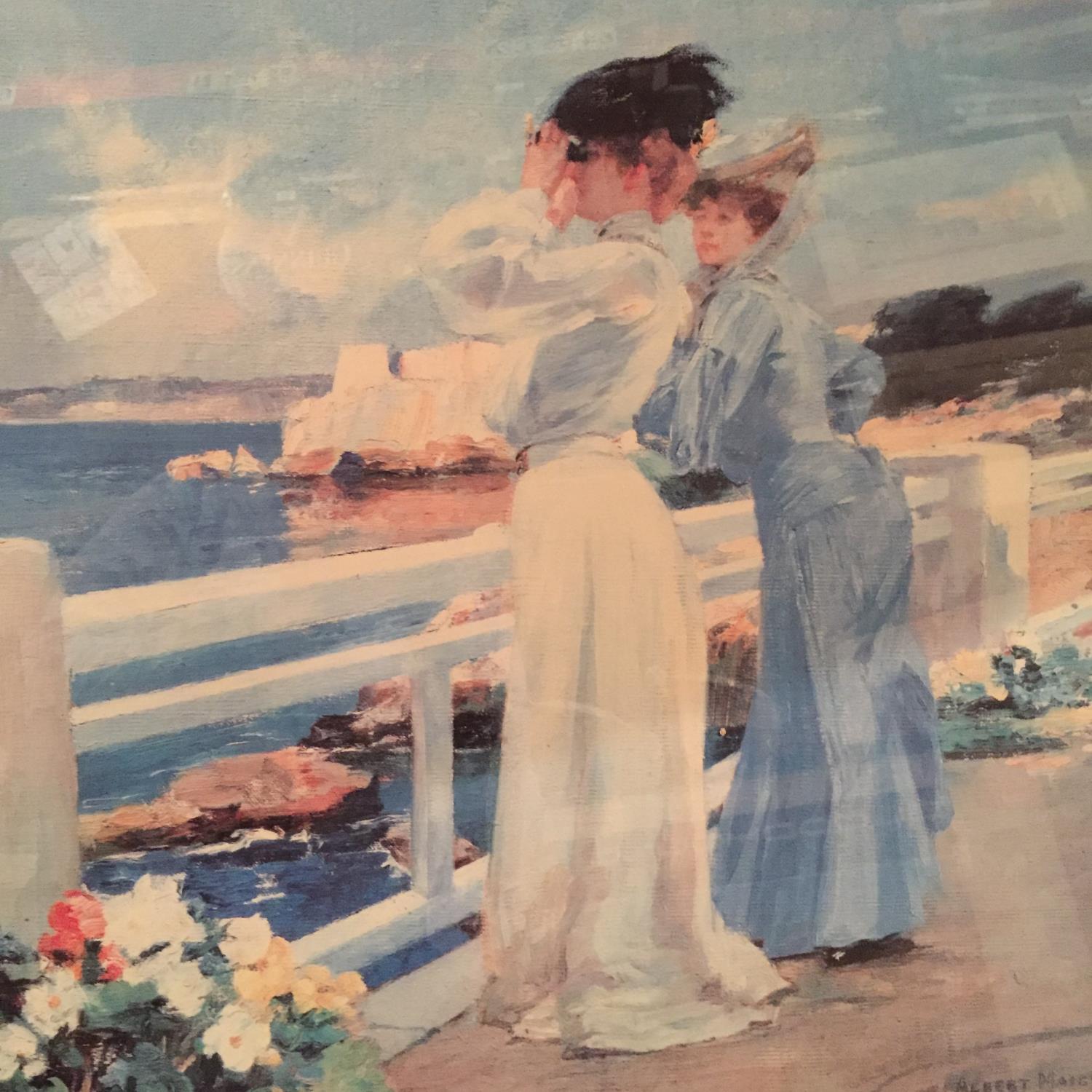 A LARGE FRAMED ALBERT MAIGNAN PRINT OF TWO LADIES TAKING IN THE SEA - Bild 4 aus 4