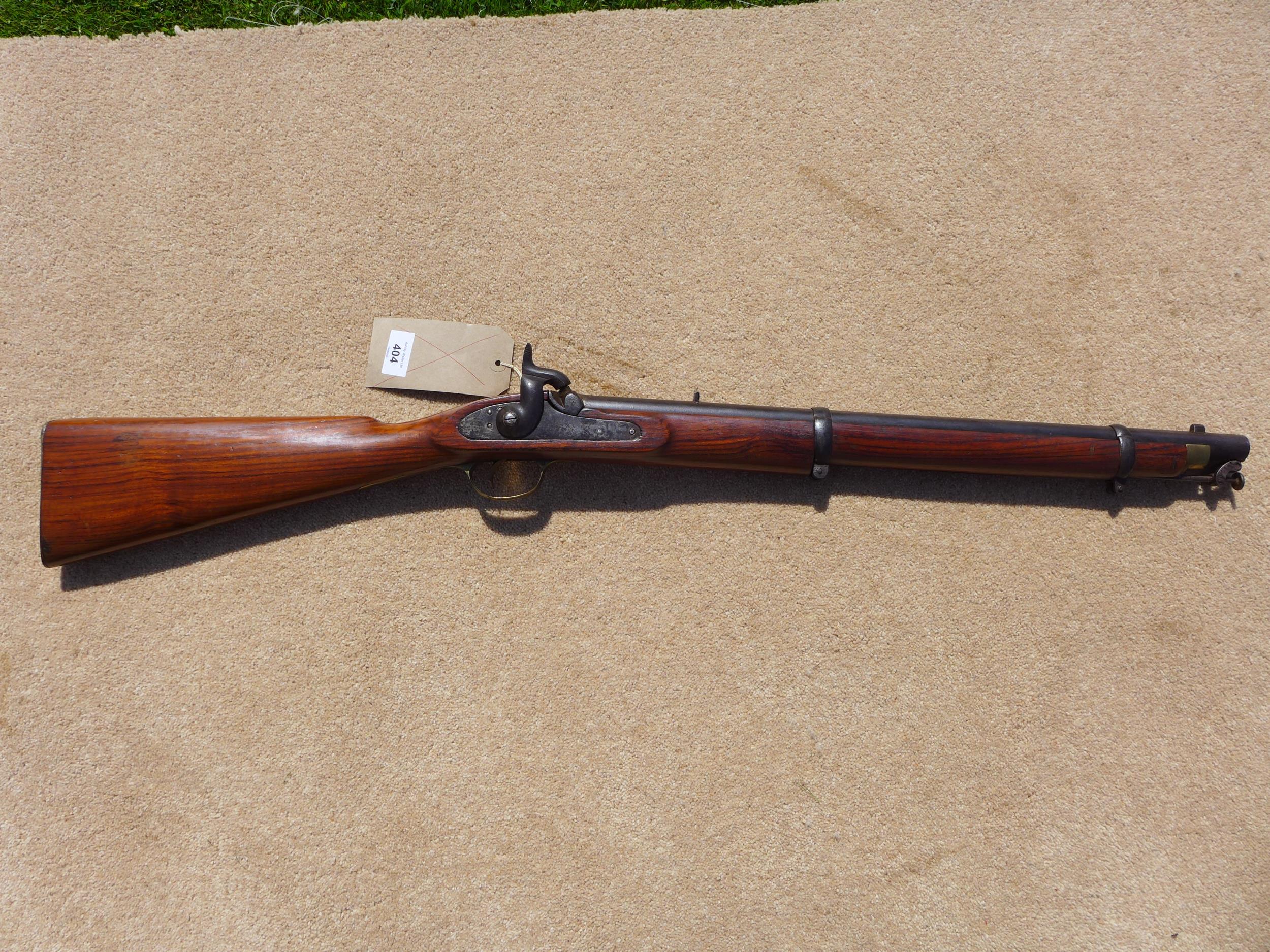 A DEACTIVATED PERCUSSION CAP CARBINE, 54CM BARREL