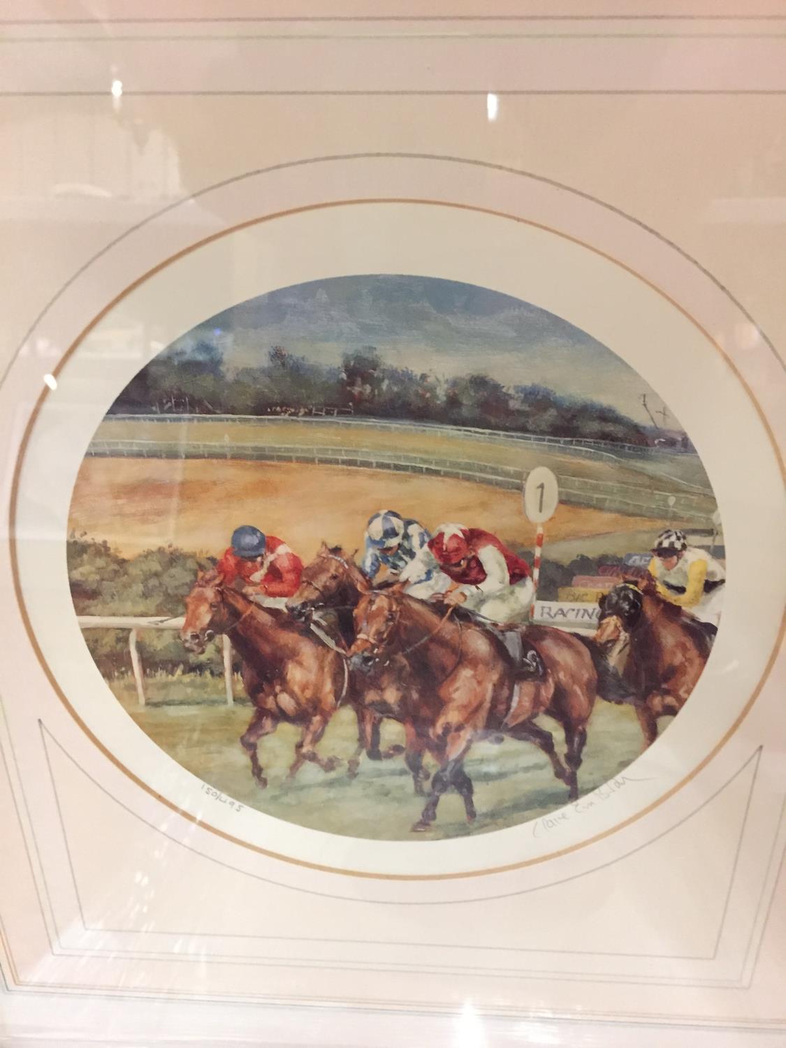 A SET OF FOUR FRAMED LIMITED EDITION PRINTS OF RACING SCENES BY CLAIRE EVA BURTON - Bild 6 aus 6