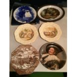 SIX CABINET PLATES TO INCLUDE TWO CROWN DUCAL, MEAKIN, HORNSEA POTTERY ETC