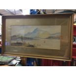 A FRAMED WATERCOLOUR OF THE LAKE DISTRICT