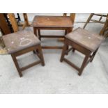 THREE OAK STOOLS