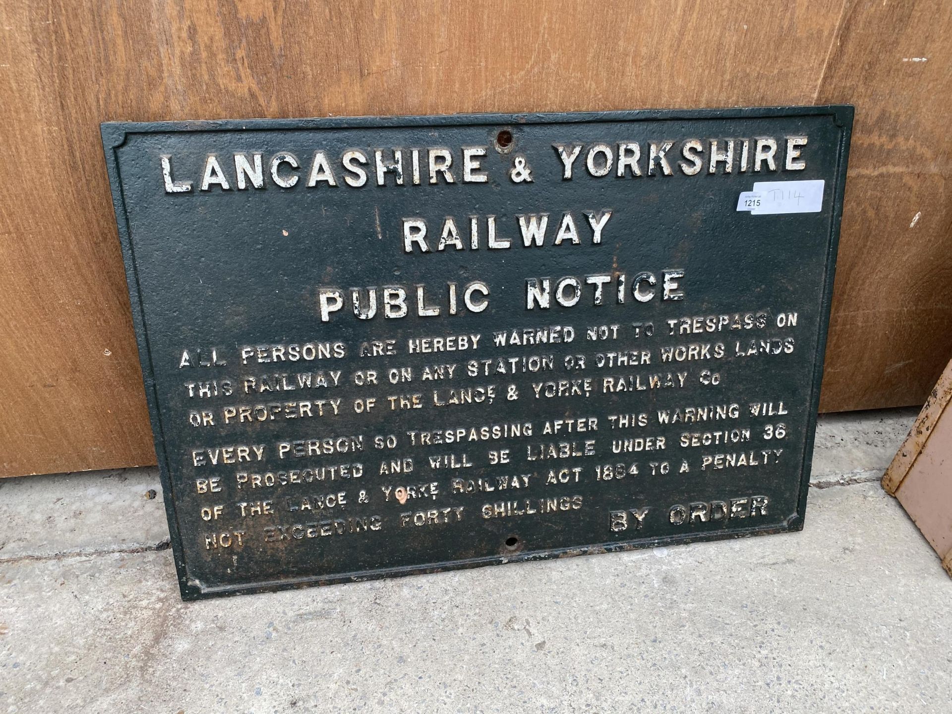 A VINTAGE CAST IRON LANCASHIRE & YORKSHIRE RAILWAY PUBLIC NOTICE SIGN