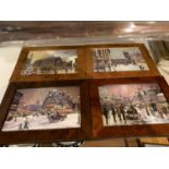 FOUR FRAMED PICTURES OF VICTORIAN CITY SCENES
