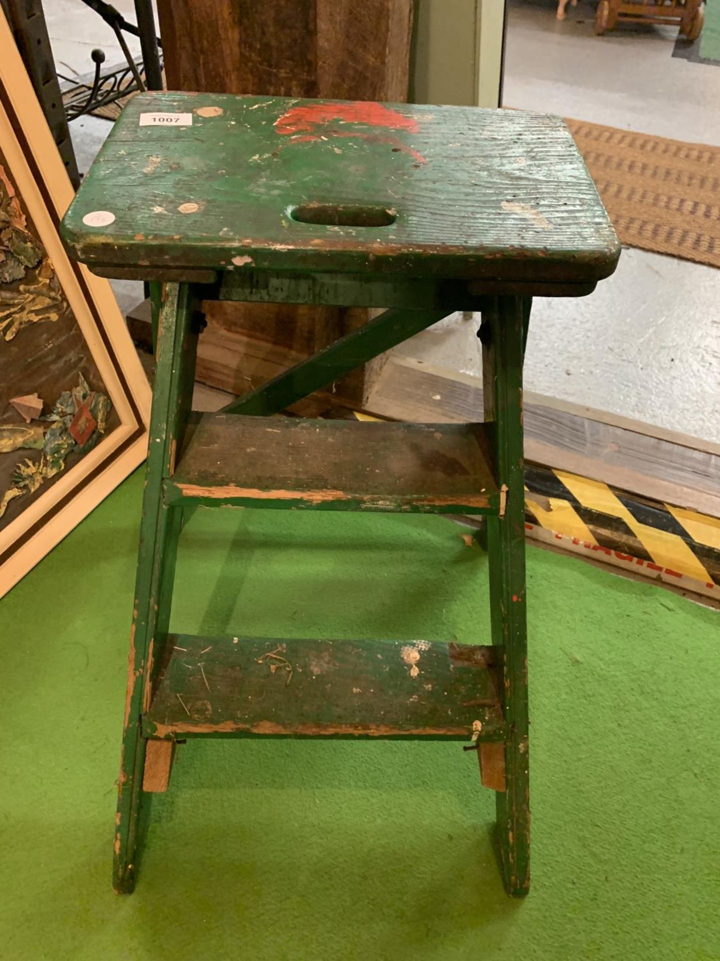 A PAIR OF VINTAGE PAINTED STEP LADDERS