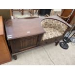 AN OAK 'OLD CHARM' LINE FOLD TELEPHONE TABLE/SEAT