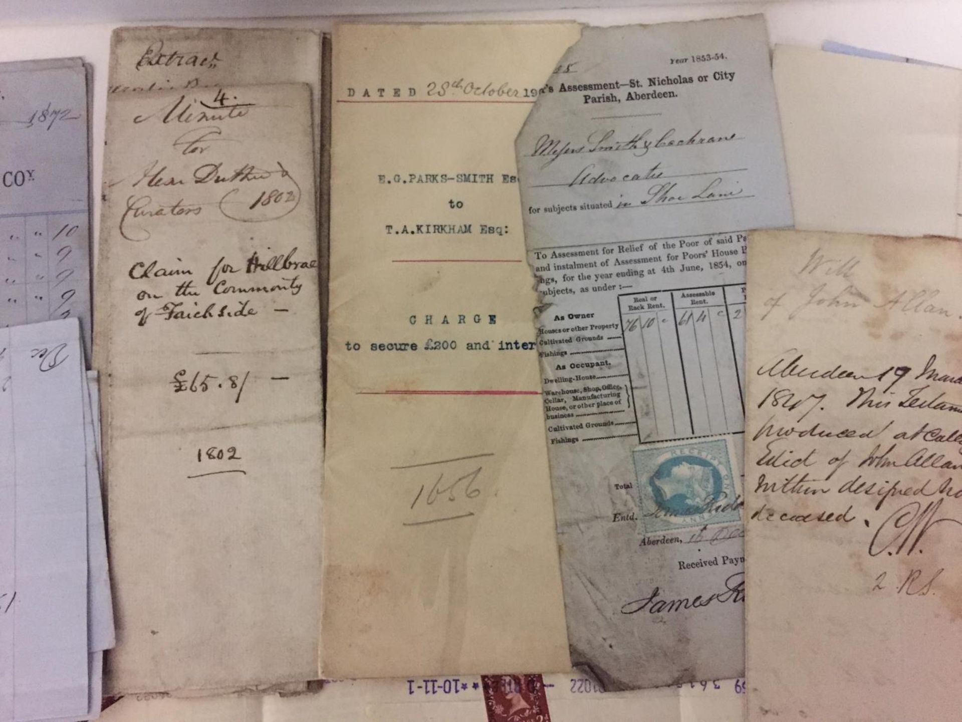 VARIOUS EPHEMERA TO INCLUDE 19TH/20TH CENTURY LEGAL DOCUMNETS - CONTRACTS, WILLS, ACCOUNTS, POLICIES - Image 6 of 12