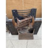 AN ASSORTMENT OF CAST IRON FIRE FRONTS AND FIRE GRATES ETC