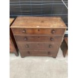 AN OAK GEORGIAN CHEST OF TWO SHORT AND THREE LONG DRAWERS 35.5" WIDE