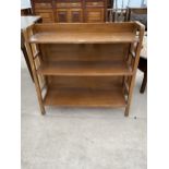 A MID 20TH CENTURY OPEN THREE TIER BOOKCASE 34.5" WIDE