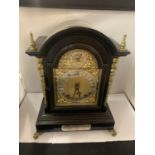 A VICTORIAN EBONISED BRACKET CLOCK WITH SILVERISED DIAL, GILDED DECORATION AND PIERCED SIDE